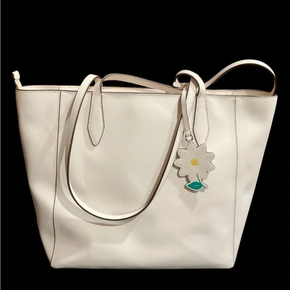 Kate Spade White Textured Leather Tote - Picture 3 of 5